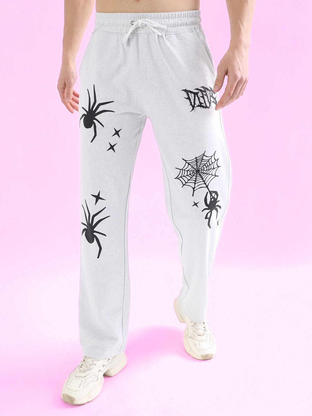 SPIDER WEBBED RELAXED JOGGER (LIGHT GREY)