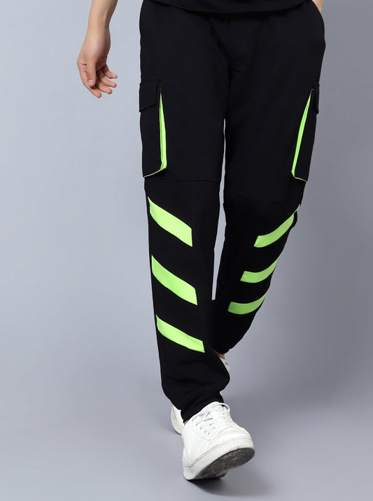 cargo pants black with neon green lining