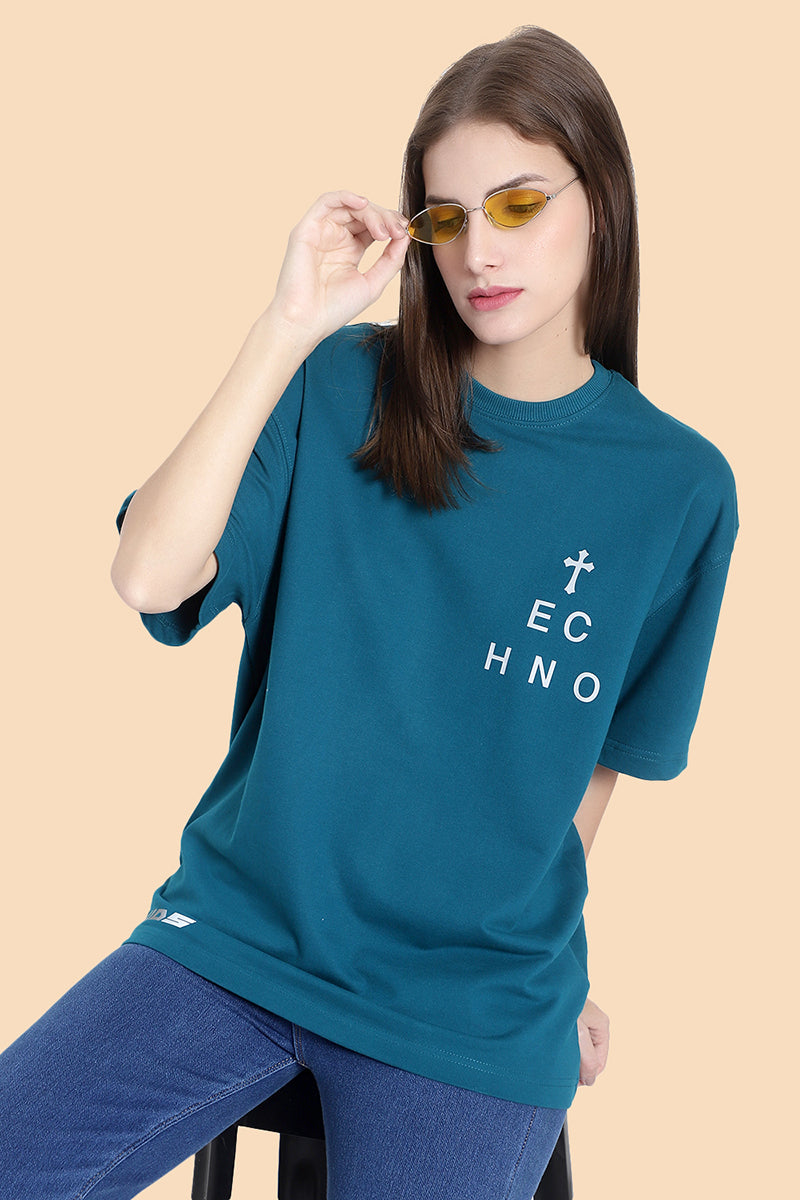 Techno Reflective Print OS T-Shirt (Teal) - Wearduds