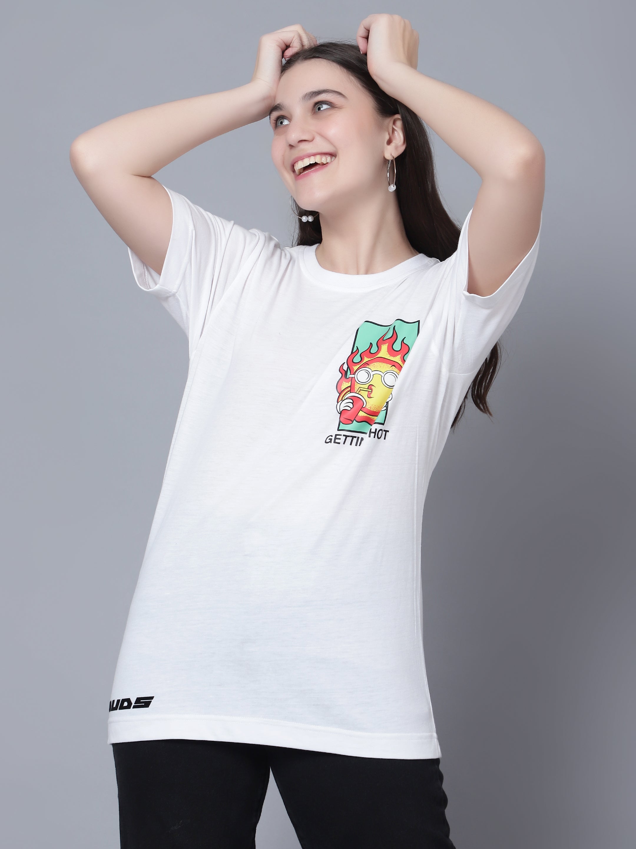 Getting Hot Over-Sized T-Shirt (White) - Wearduds