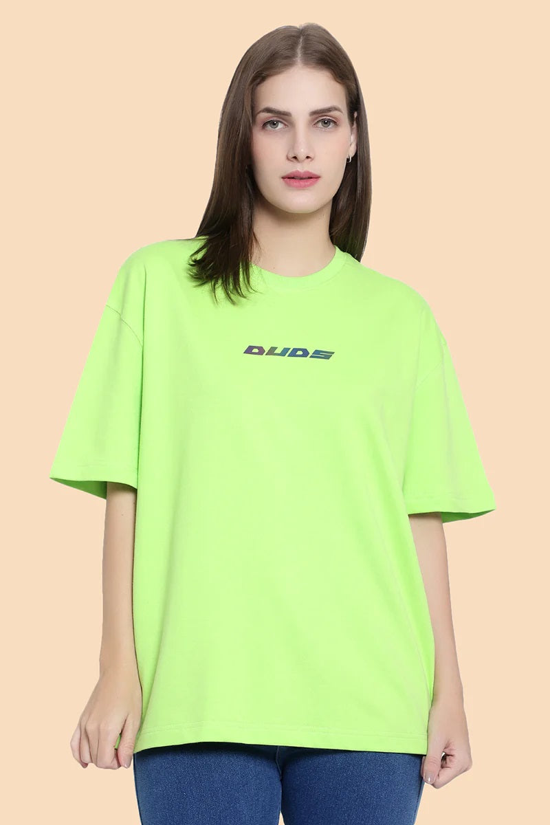 Skull Scanner Reflective Over-Sized T-Shirt (Neon Green) - Wearduds