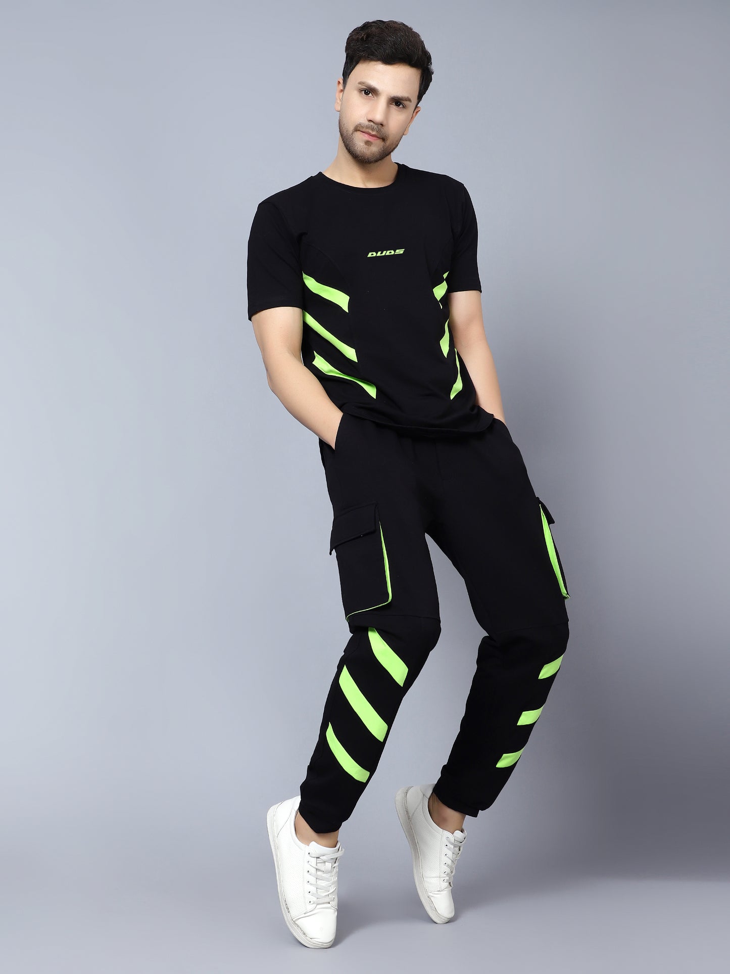 Cargo Pants (Black With Neon Green Lining) - Wearduds