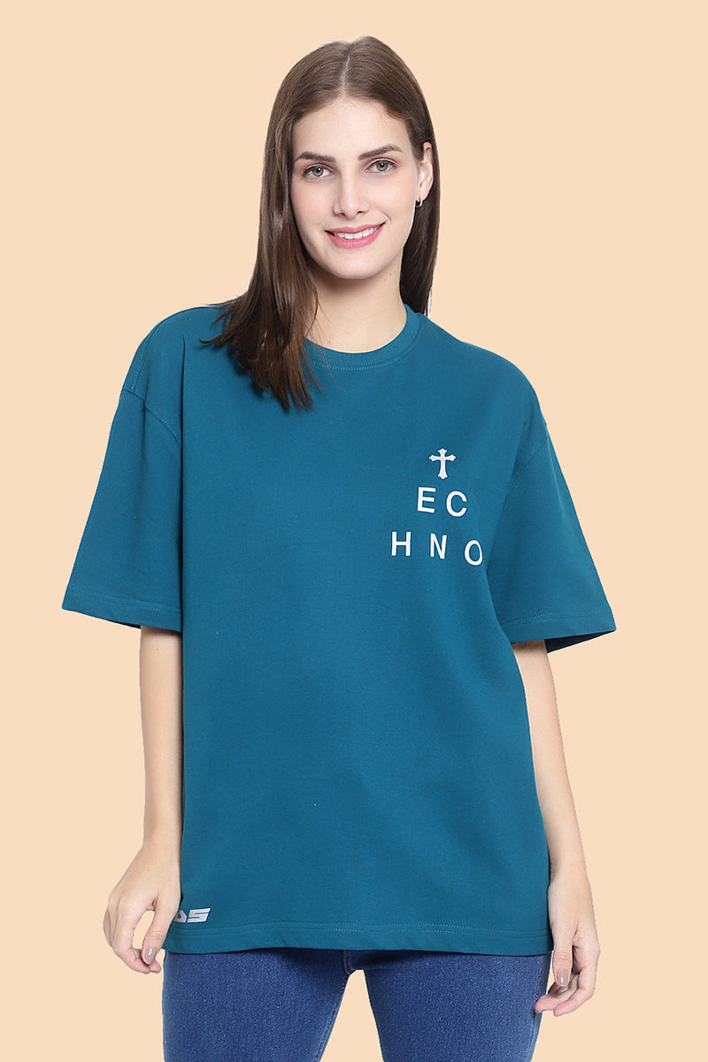 Techno Reflective Print OS T-Shirt (Teal) - Wearduds