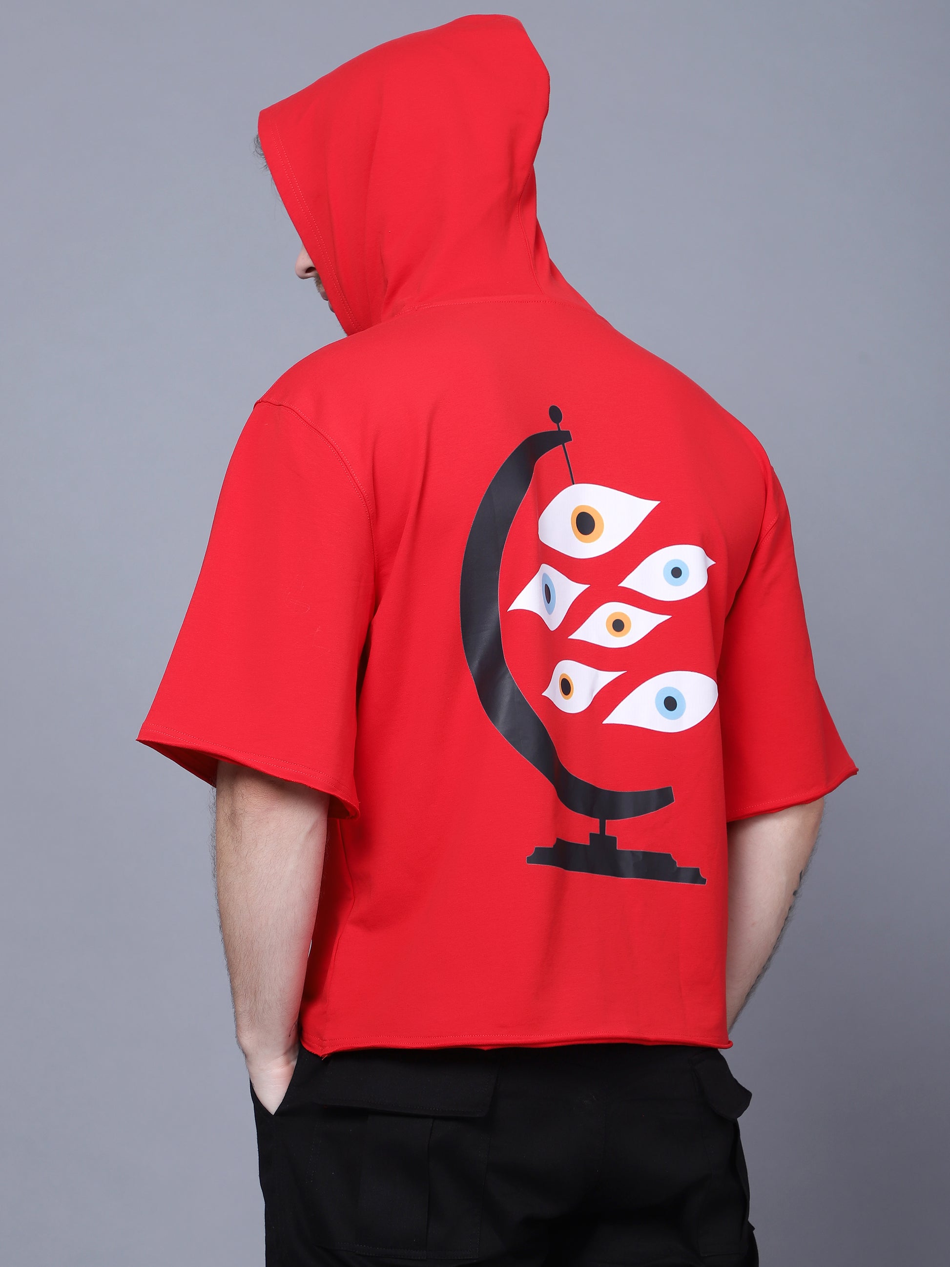 Globe Eye Kimono sleeve All season Hoodies T-Shirt (Red) - Wearduds