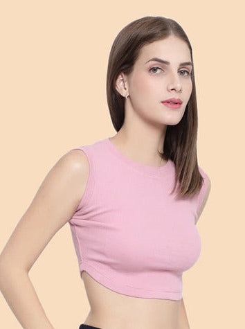 Ribbed Crop-Top (Baby Pink) - Wearduds