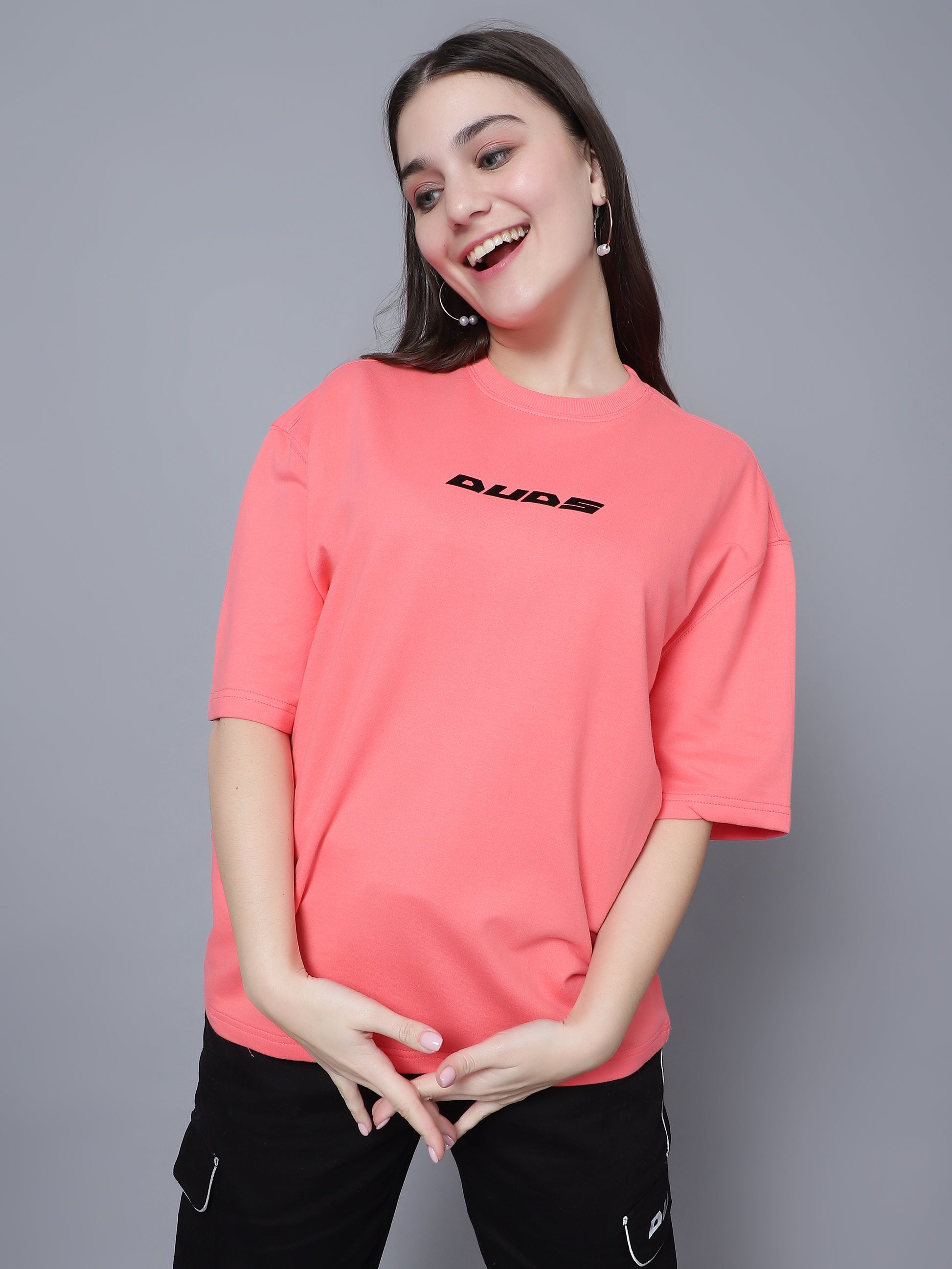Guess Who Over-Sized T-Shirt (Salmon Pink) - Wearduds