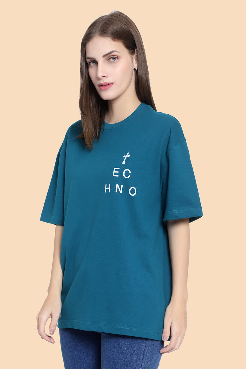 Techno Reflective Print OS T-Shirt (Teal) - Wearduds