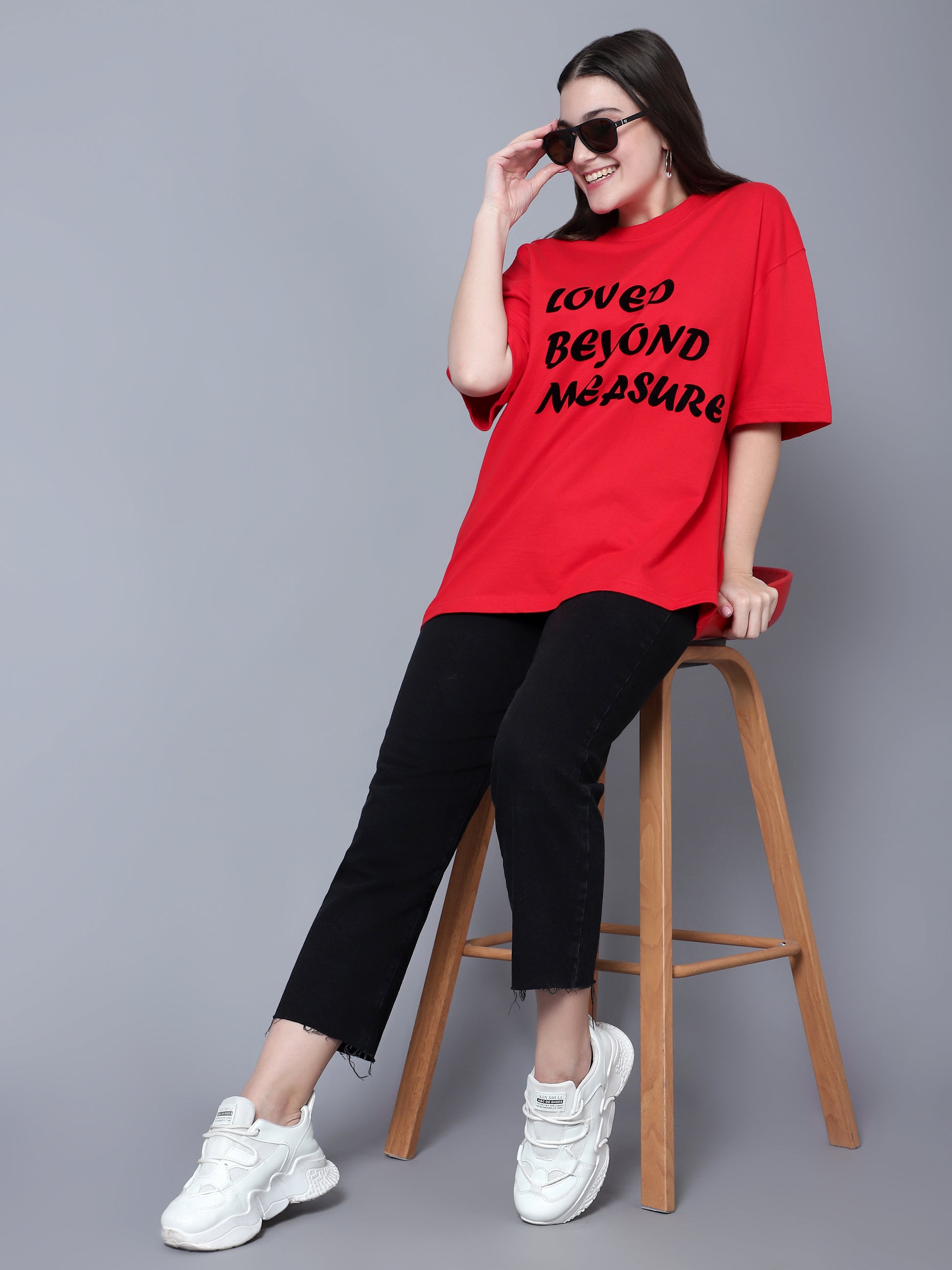 Loved Beyond Measure Over-Sized T-Shirt (Red) - Wearduds