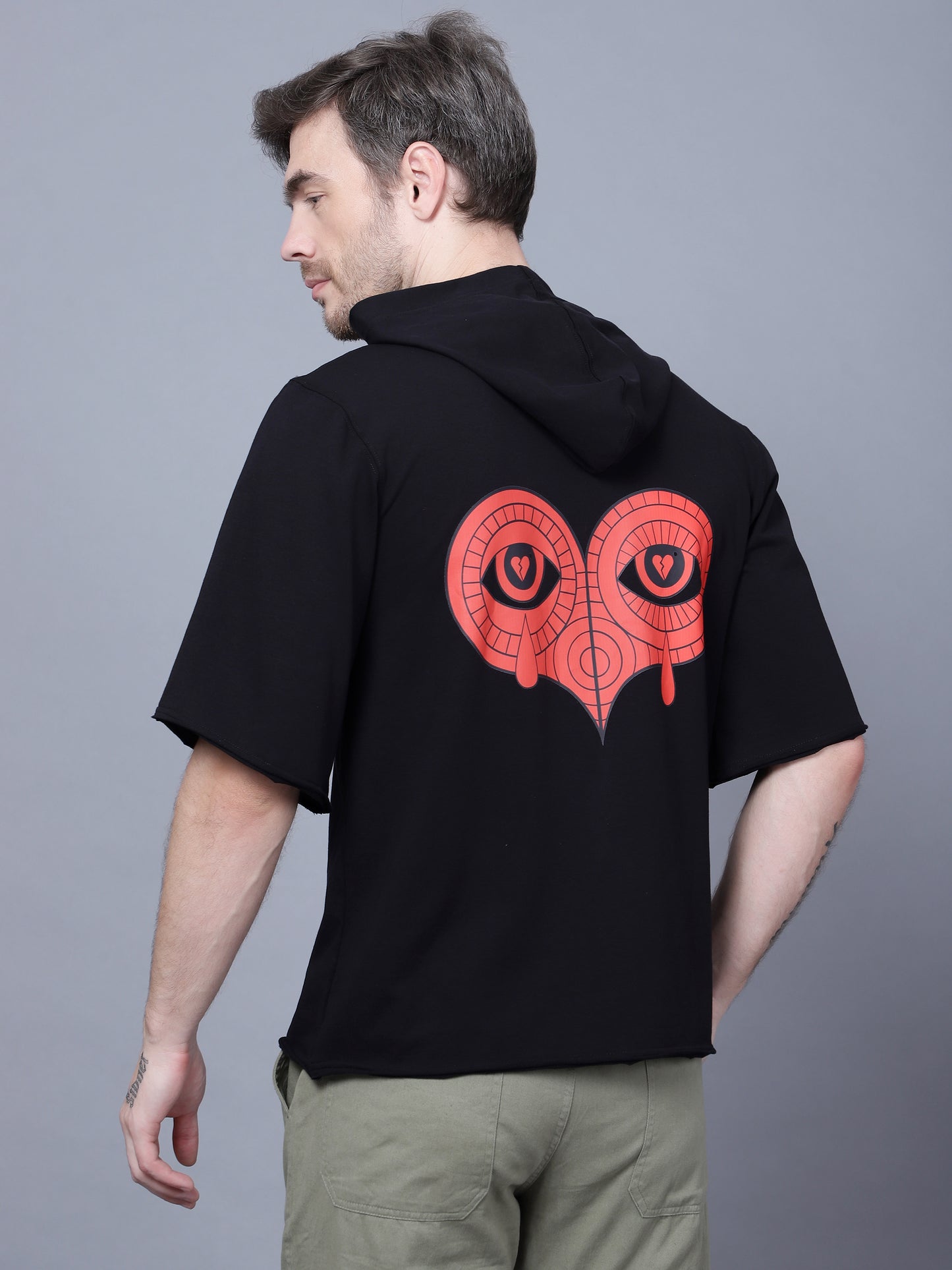 Sorrow Heart Kimono sleeve All season Hoodies T-Shirt (Black) - Wearduds