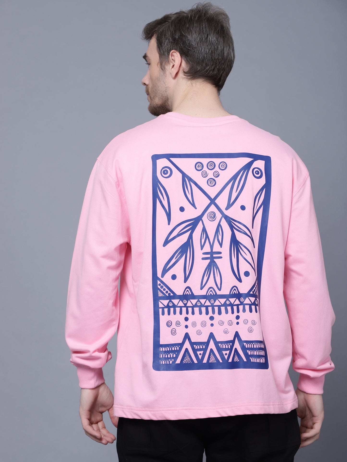 Indigo Tribal Over- Sized Sweat-Shirt (Pink) - Wearduds