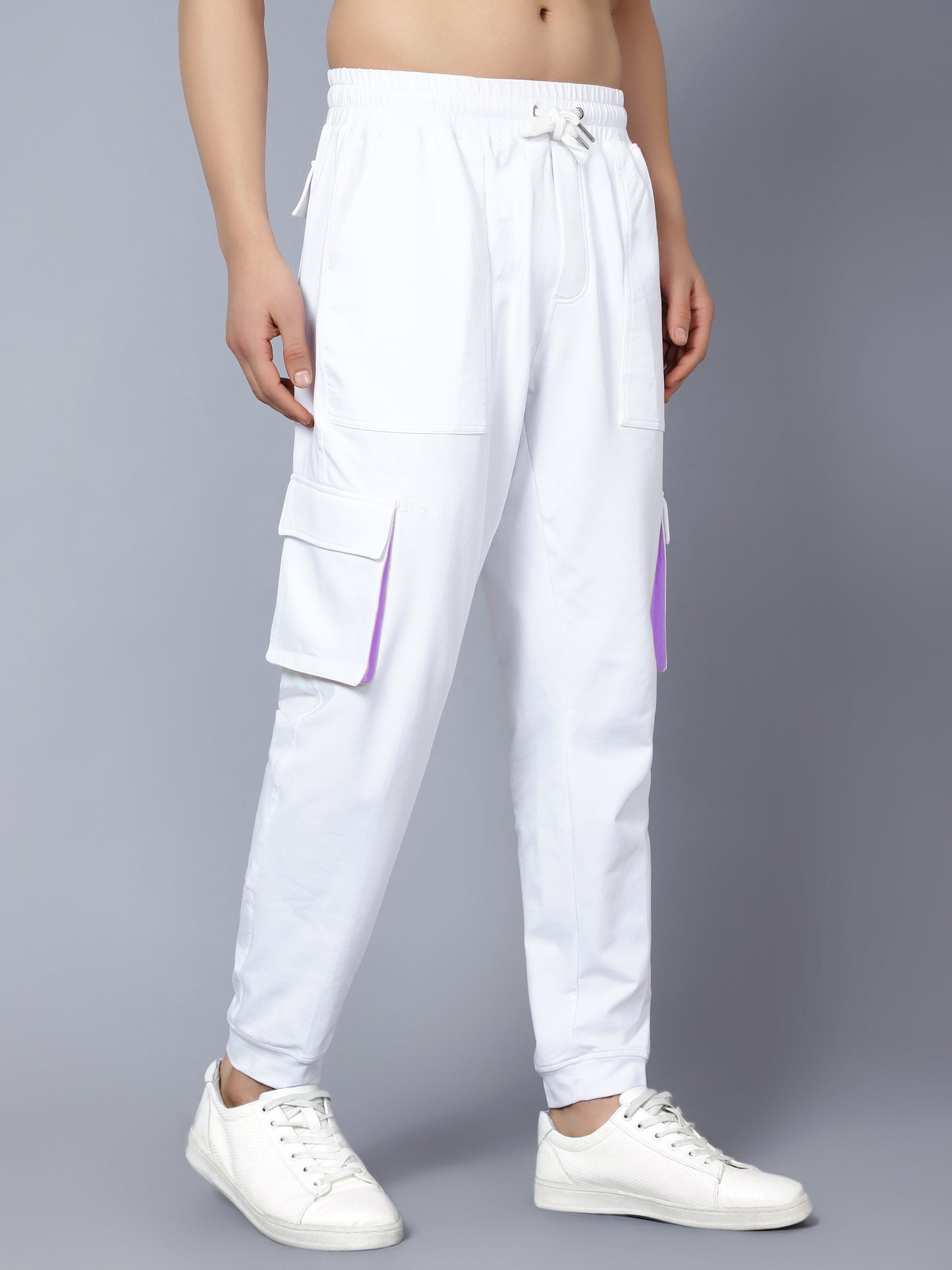 Cargo Pants (White With Lilac Highlighter) - Wearduds