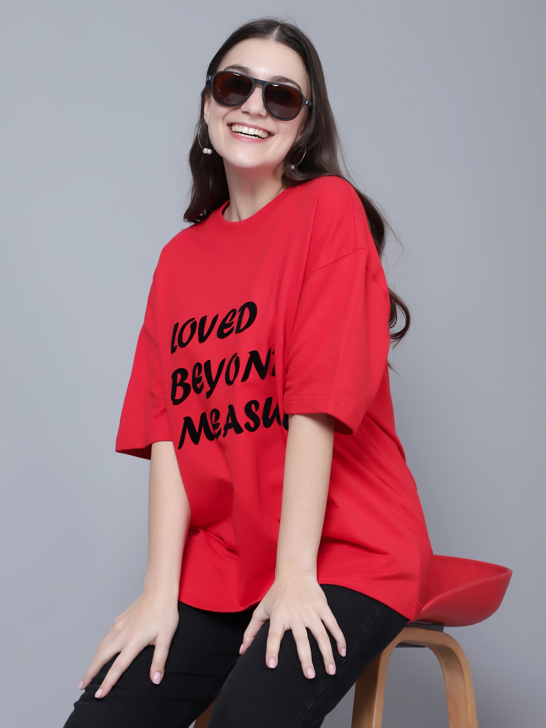 Loved Beyond Measure Over-Sized T-Shirt (Red) - Wearduds