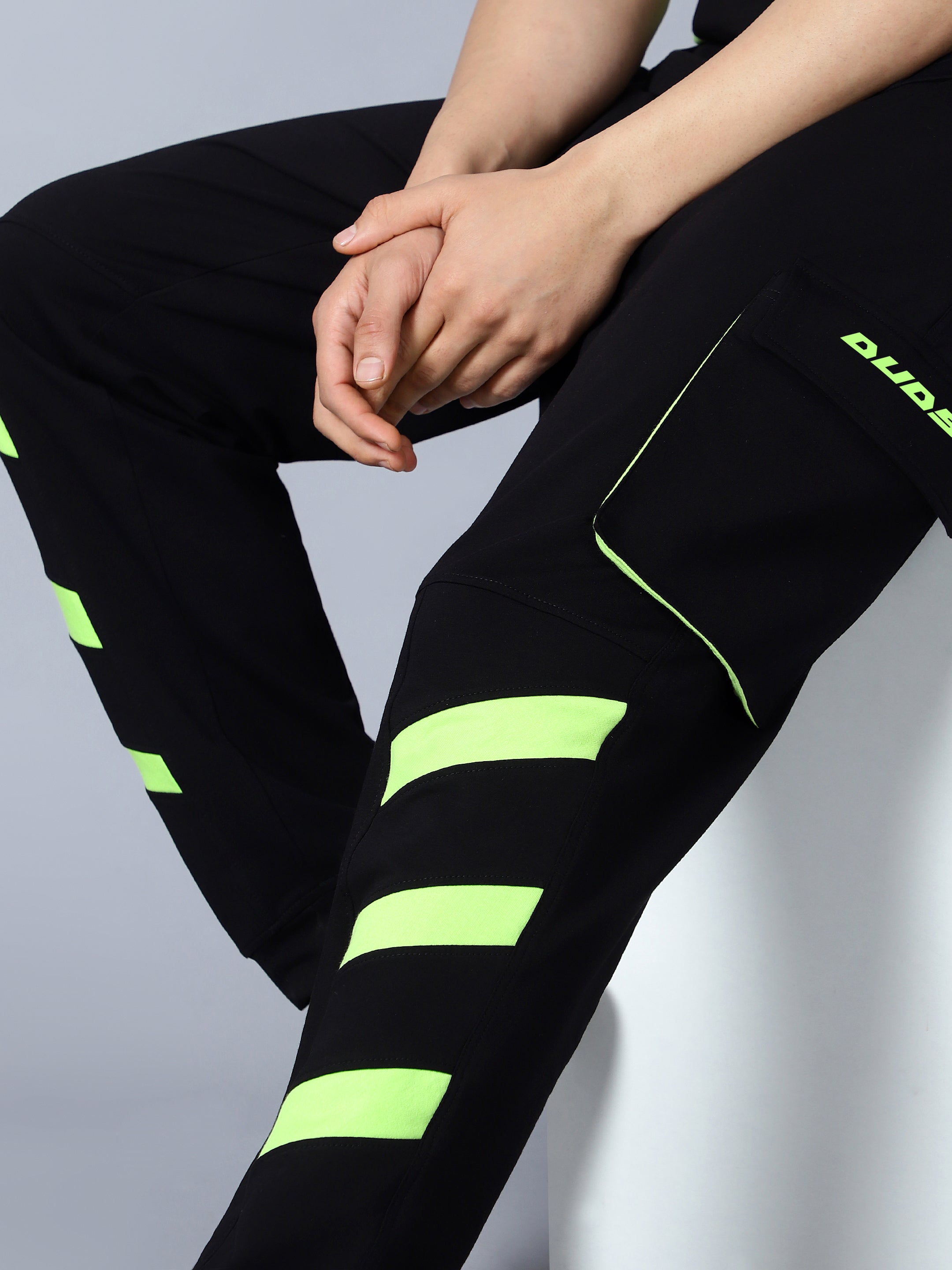 Cargo Pants (Black With Neon Green Lining) - Wearduds