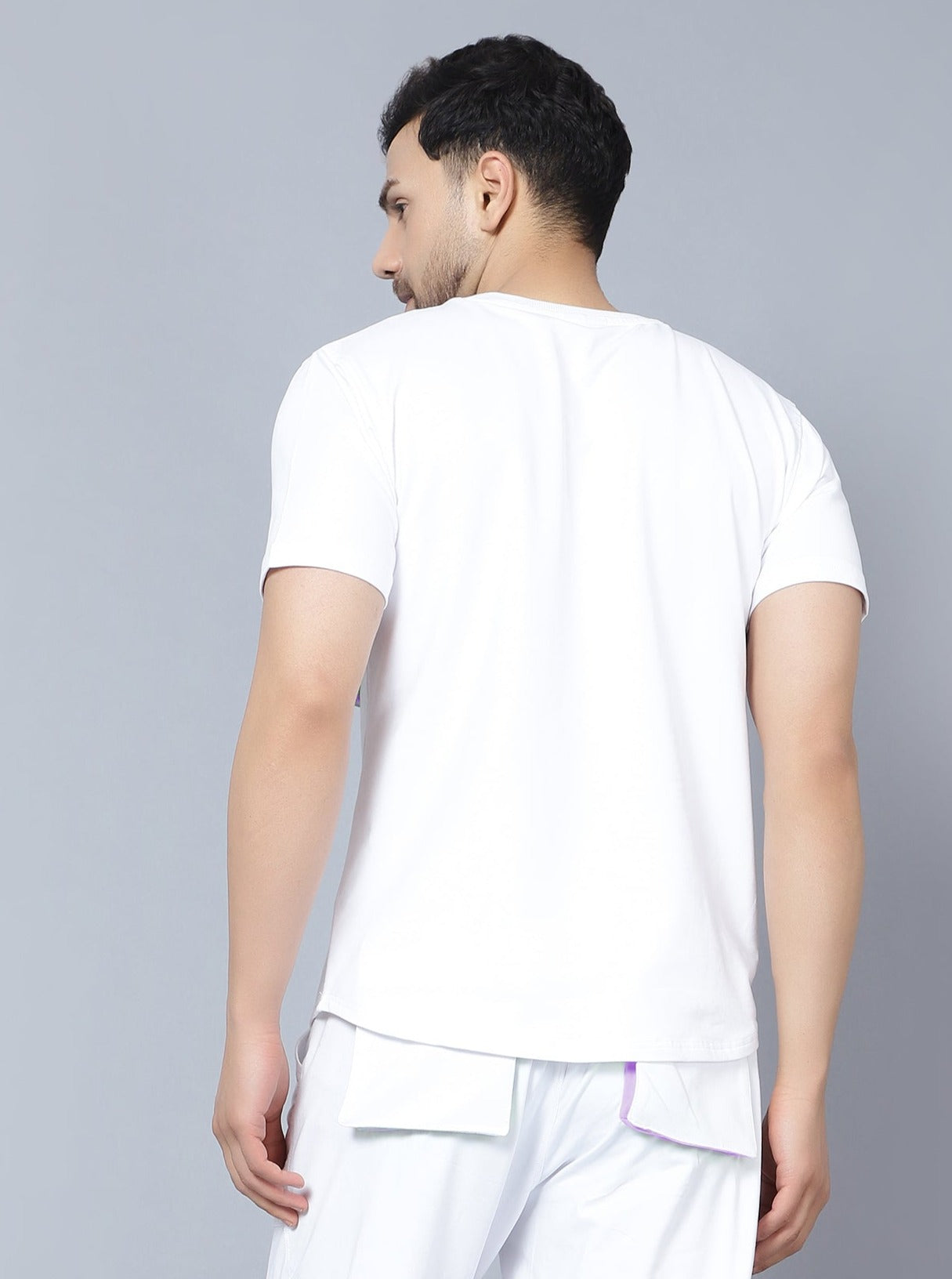 Cargo T-Shirt (White With Lilac Highlighter) - Wearduds