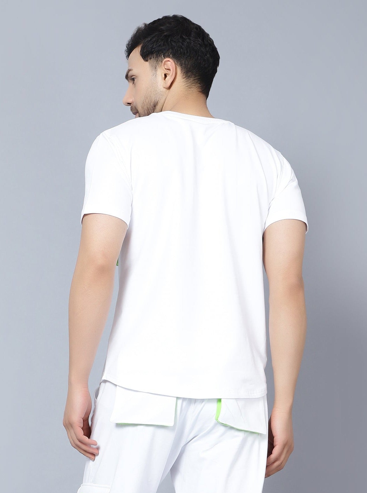 Cargo T-Shirt (White With Neon Green Highlighter) - Wearduds