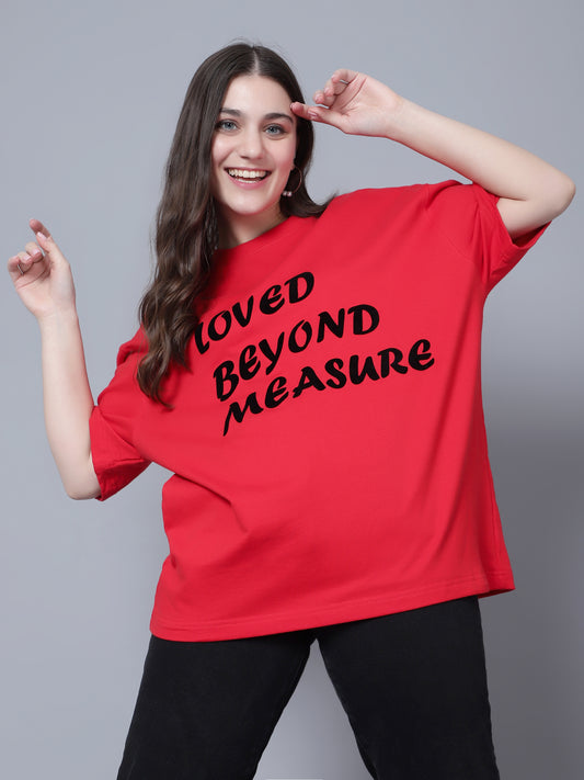 loved beyond measure over sized t shirt red
