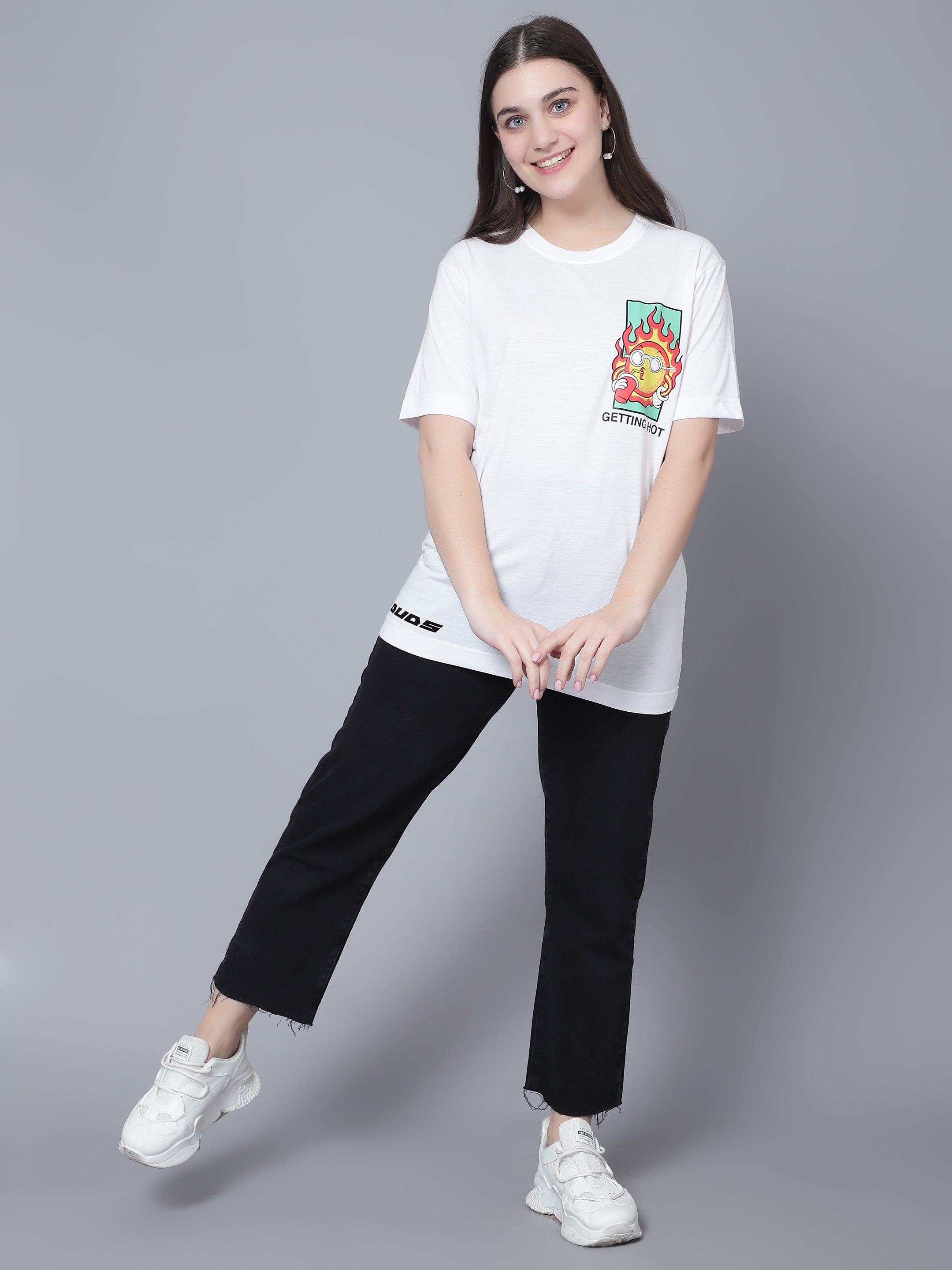 Getting Hot Over-Sized T-Shirt (White) - Wearduds