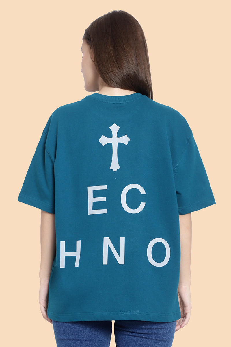 Techno Reflective Print OS T-Shirt (Teal) - Wearduds