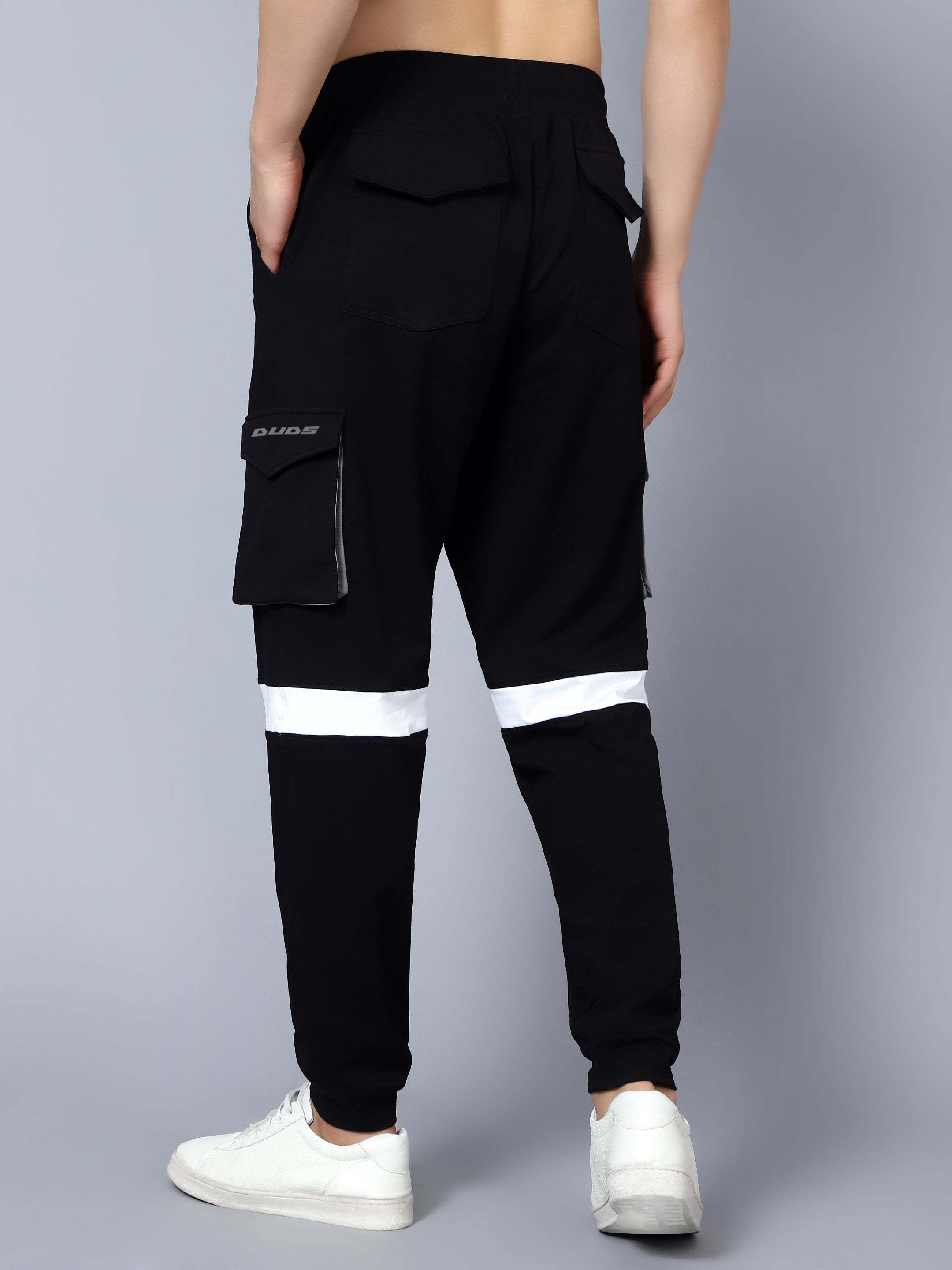 Cargo Pants (Black With Grey Patch Pocket) - Wearduds