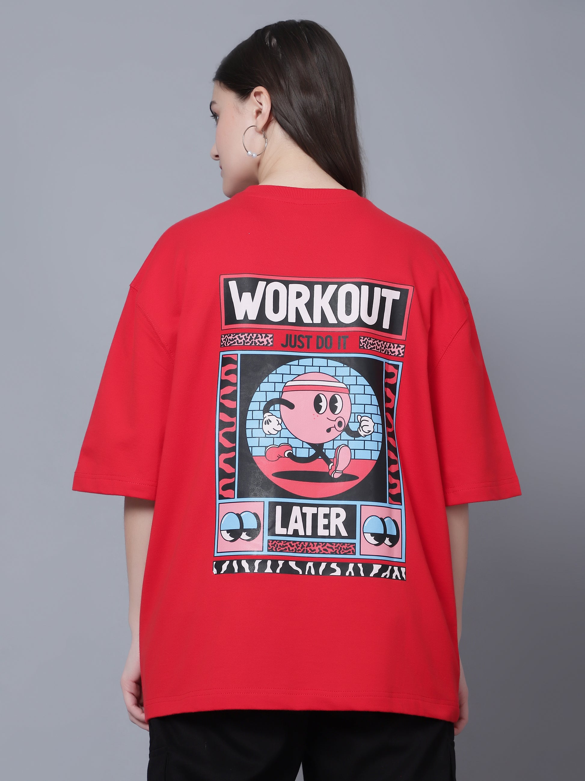 Workout Over-Sized T-Shirt (Red) - Wearduds