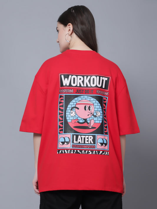 workout over sized t shirt red