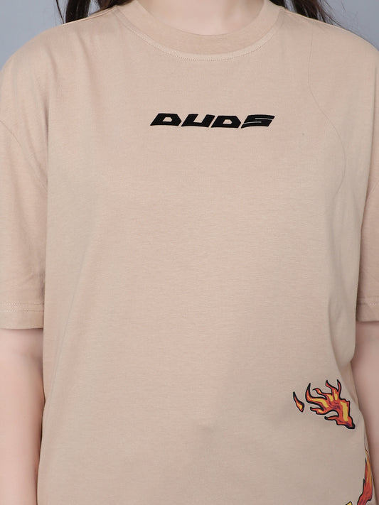 fire can over sized t shirt nude