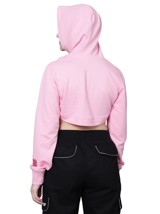 lonely hearts club pink u shaped crop top hoodies