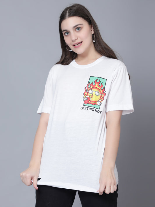 getting hot over sized t shirt white
