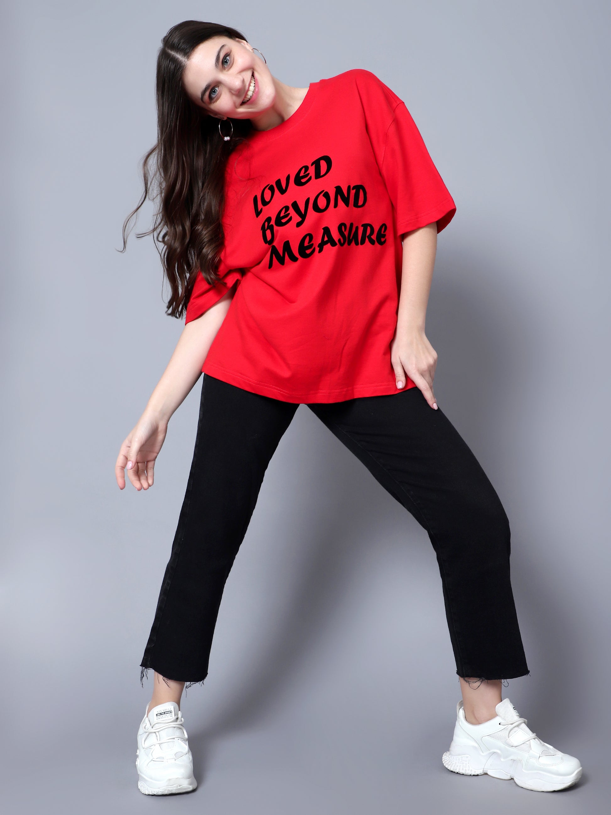 Loved Beyond Measure Over-Sized T-Shirt (Red) - Wearduds