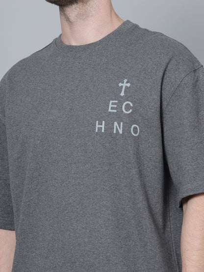 Techno OS T-Shirt with Reflective Print (Grey) - Wearduds