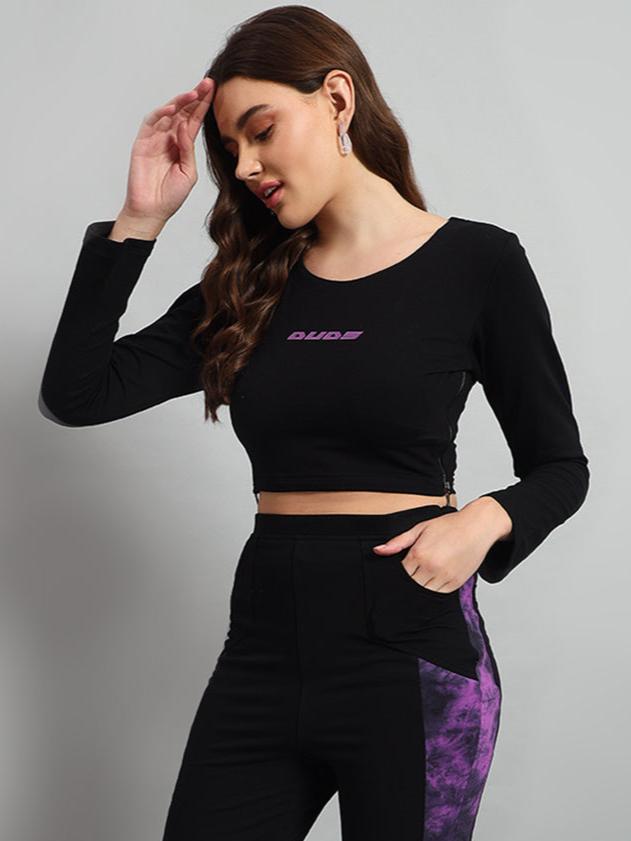 VIOLA TIE-DYE CROP TOP (BLACK-PURPLE)