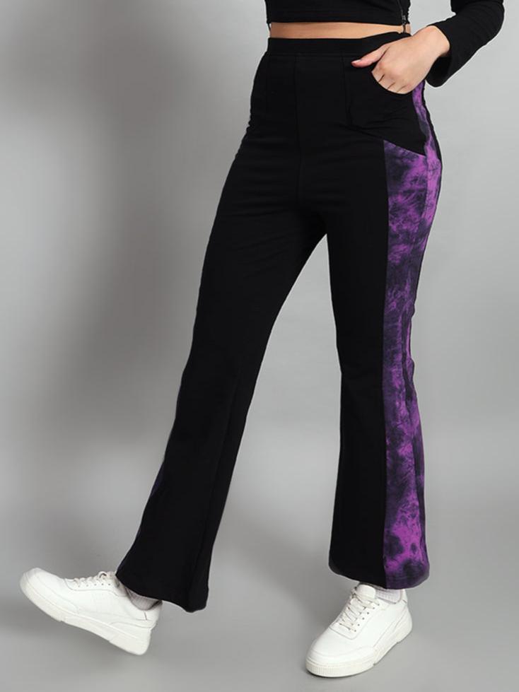 VIOLA TIE DYE PANEL BOOT CUT PANT (BLACK-PURPLE)