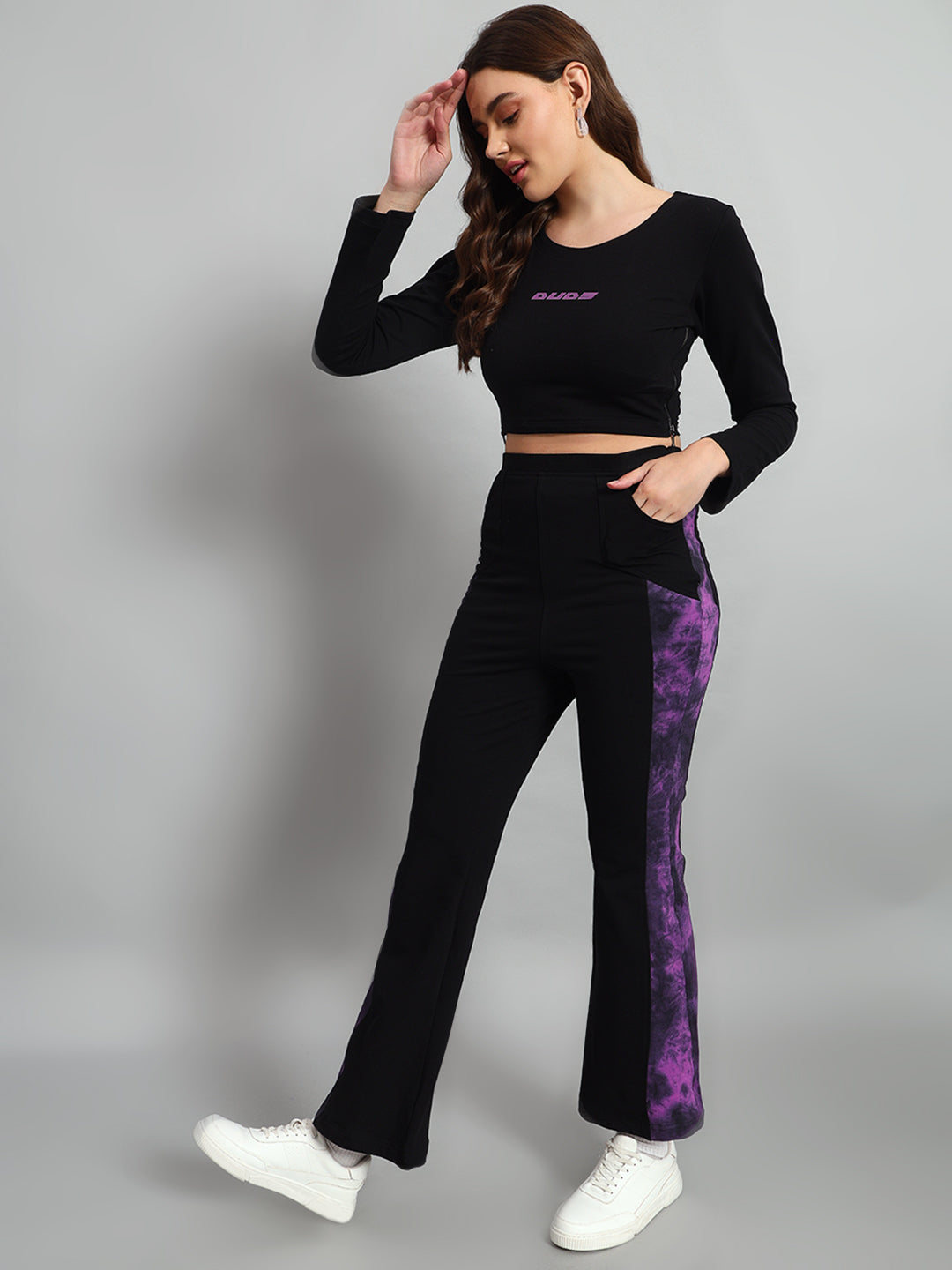 VIOLA CO-ORD SET (BLACK-PURPLE)