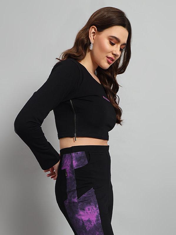 VIOLA TIE-DYE CROP TOP (BLACK-PURPLE)