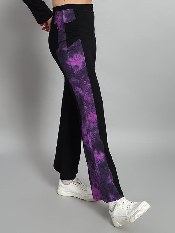 VIOLA TIE DYE PANEL BOOT CUT PANT (BLACK-PURPLE)