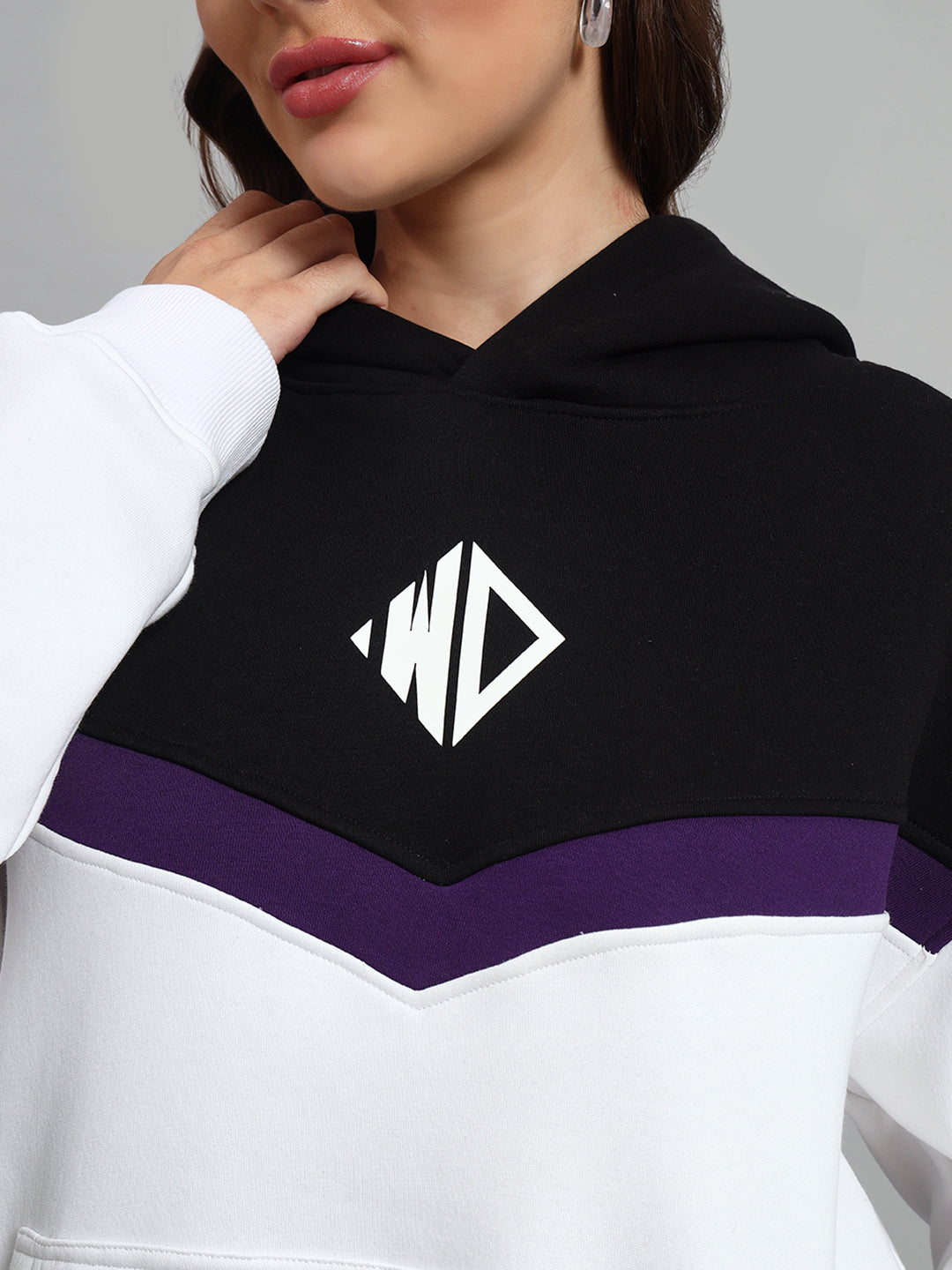 Women's Harley Colorblock Hoodie (White-Purple)