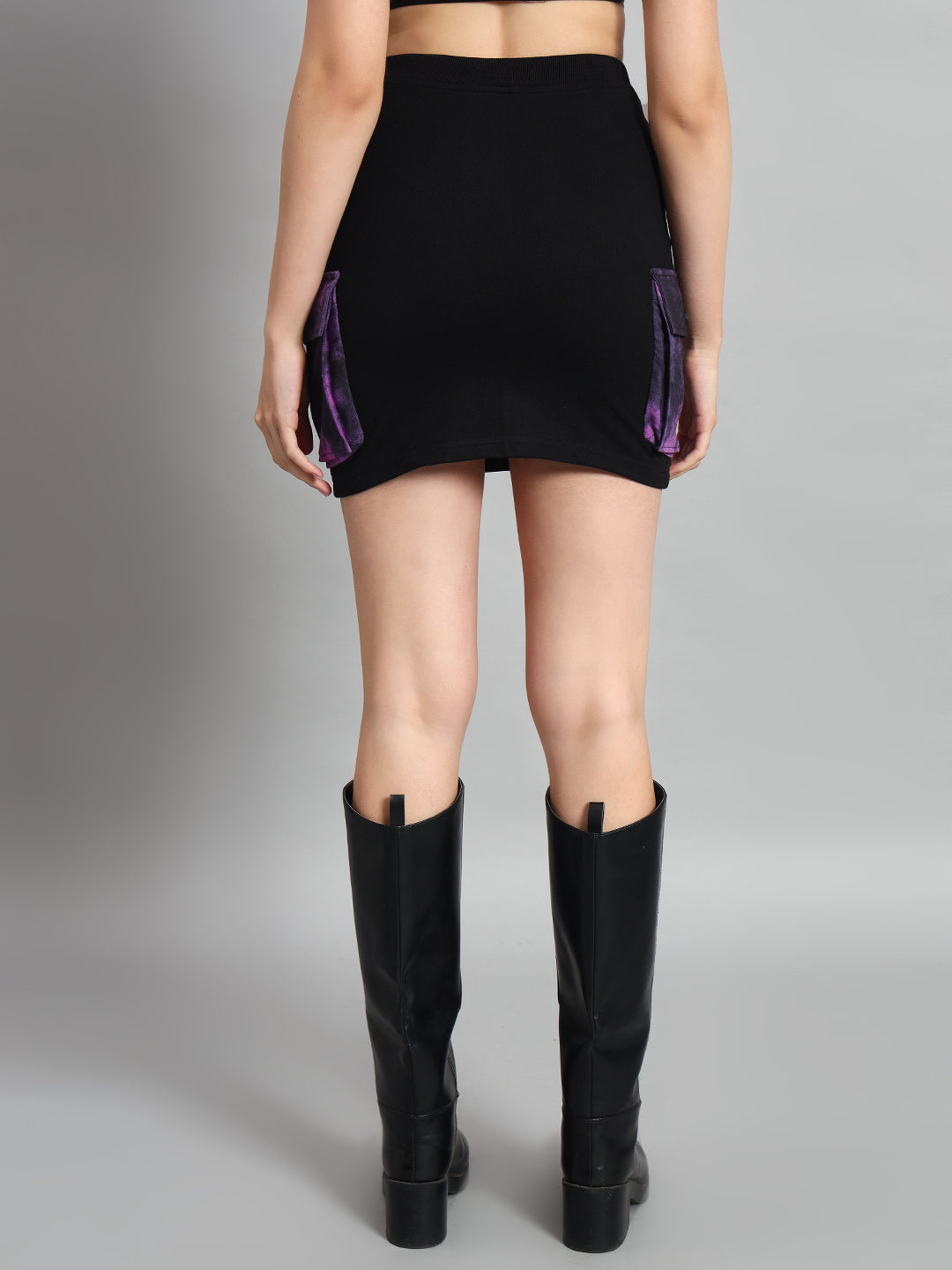 DIANA DESIGNER SKIRT (BLACK-PURPLE)