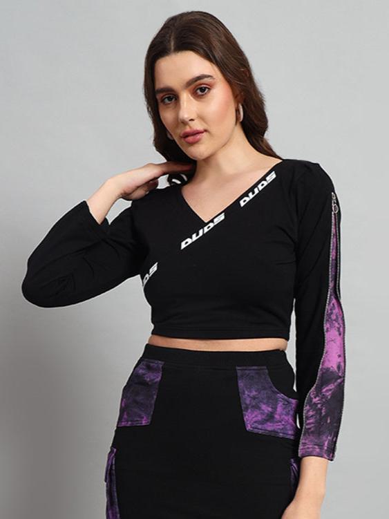 DIANA TIE-DYE CROP TOP (BLACK-PURPLE)