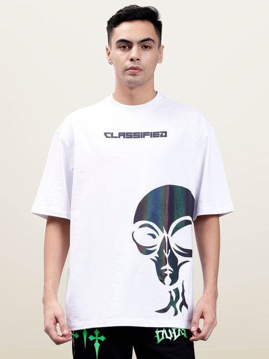 classified reflector over sized t shirt white