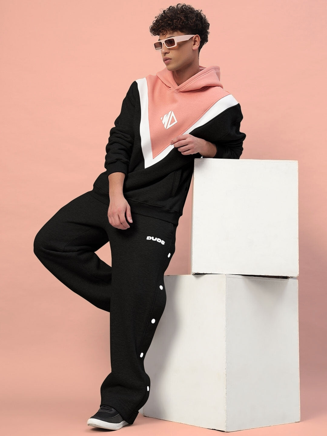 Polar Colorblock Hoodie (Black-Peach)