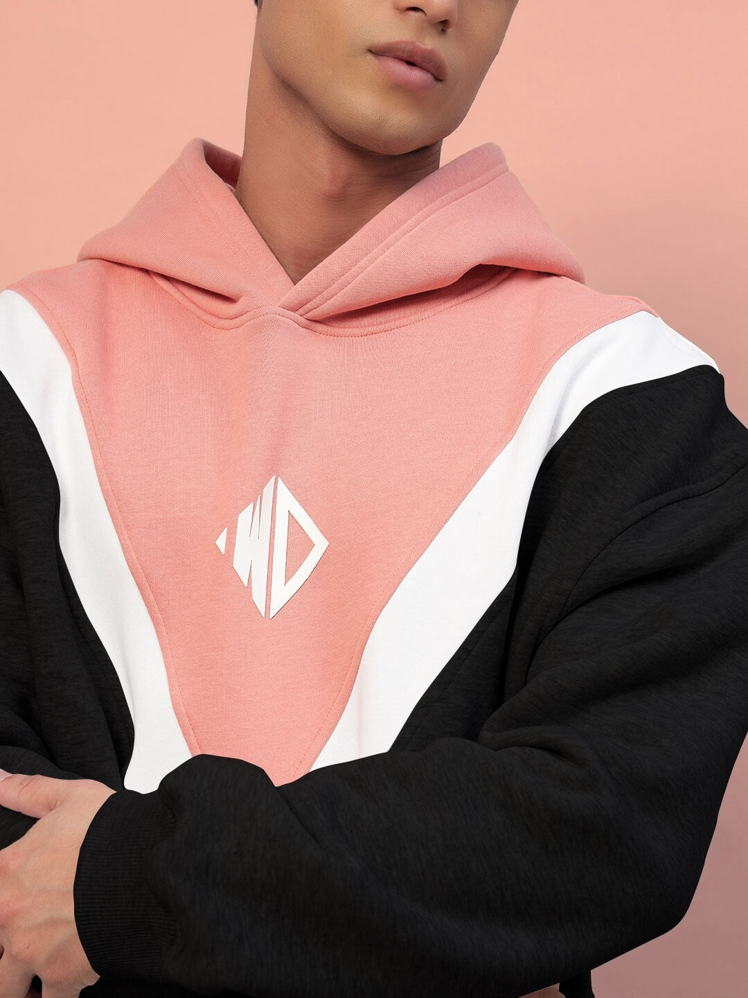 Polar Colorblock Hoodie (Black-Peach)