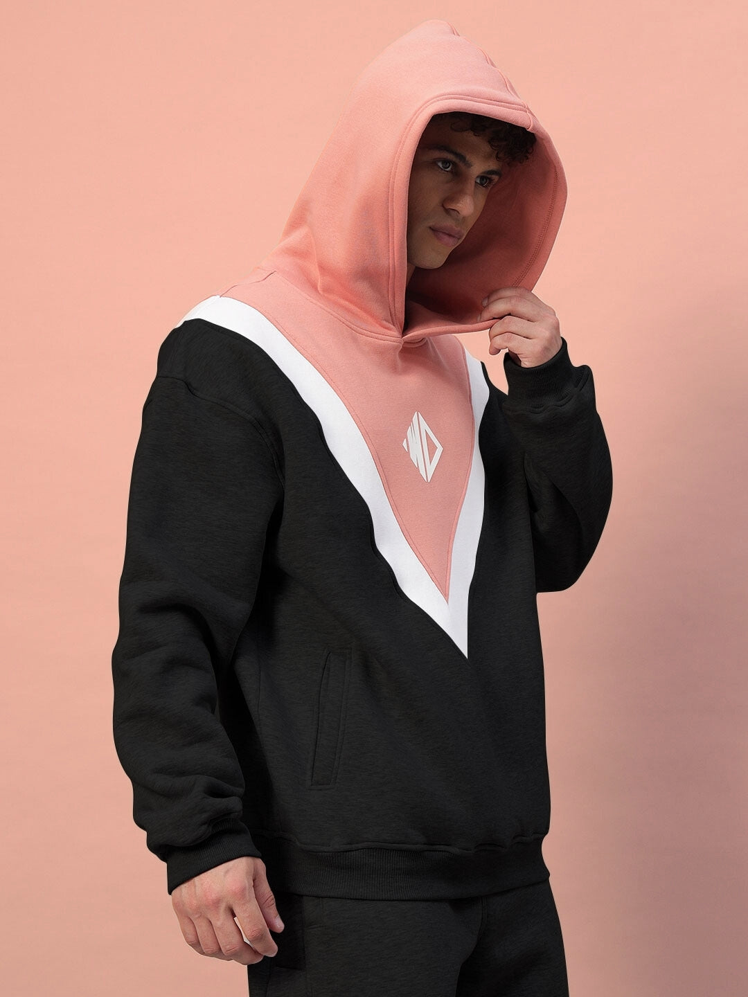 Polar Colorblock Hoodie (Black-Peach)