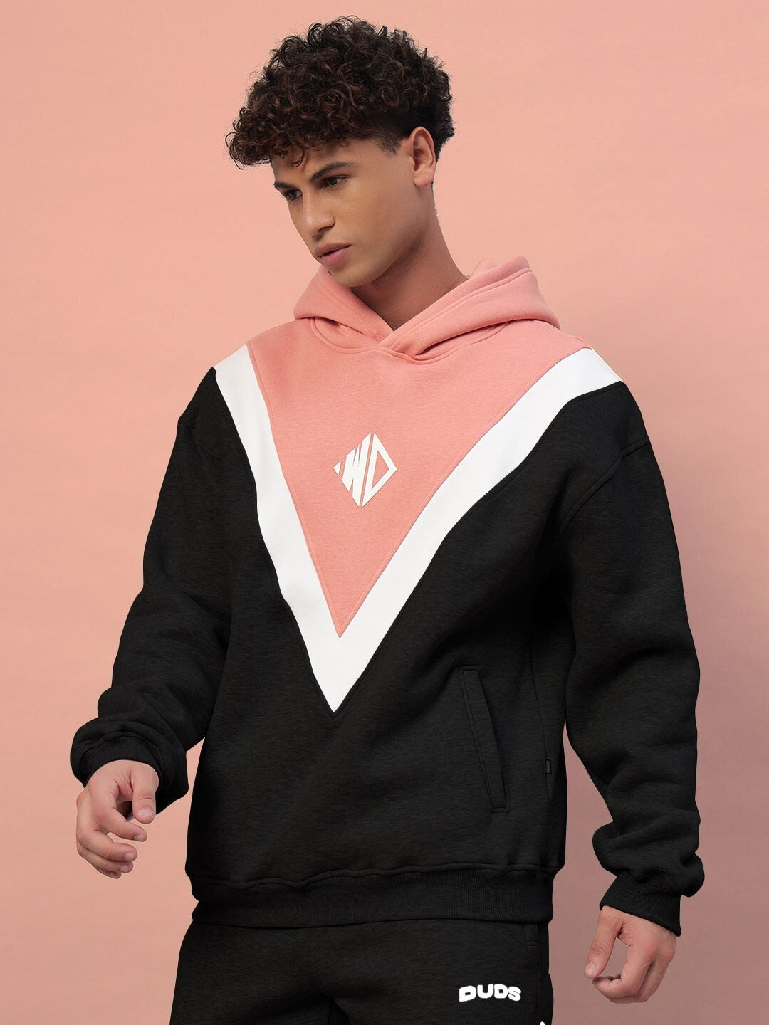 Polar Colorblock Hoodie (Black-Peach)