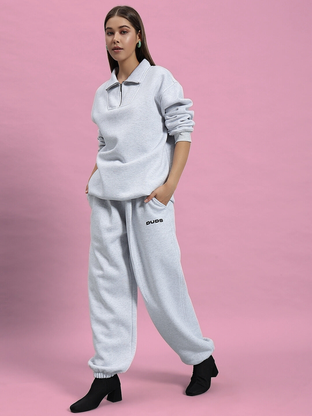 WOMEN'S BONA-FIDE FLEECE CO-ORD (MELANGE GREY)