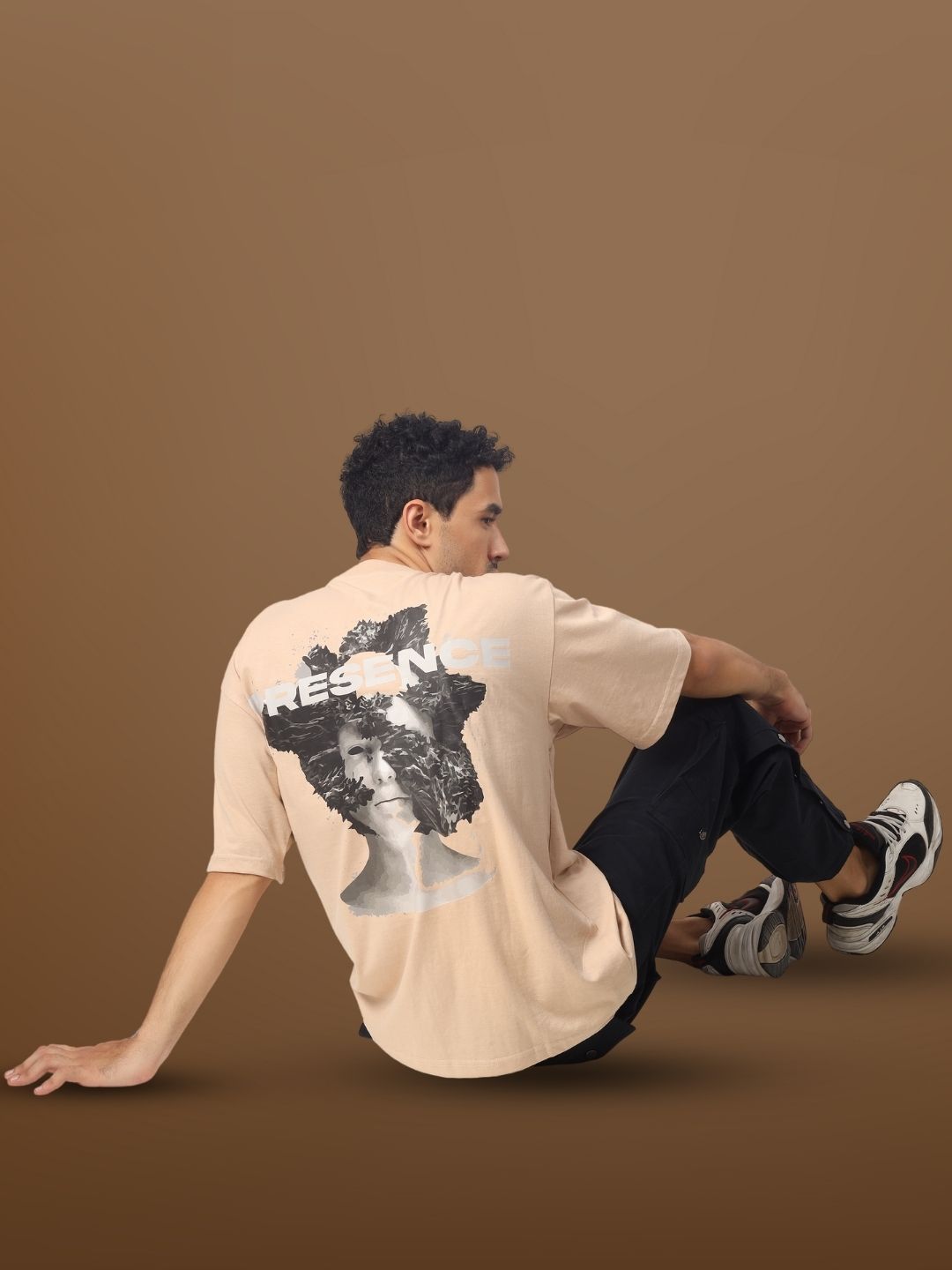 Presence Over-Sized T-Shirt (Beige) - Wearduds