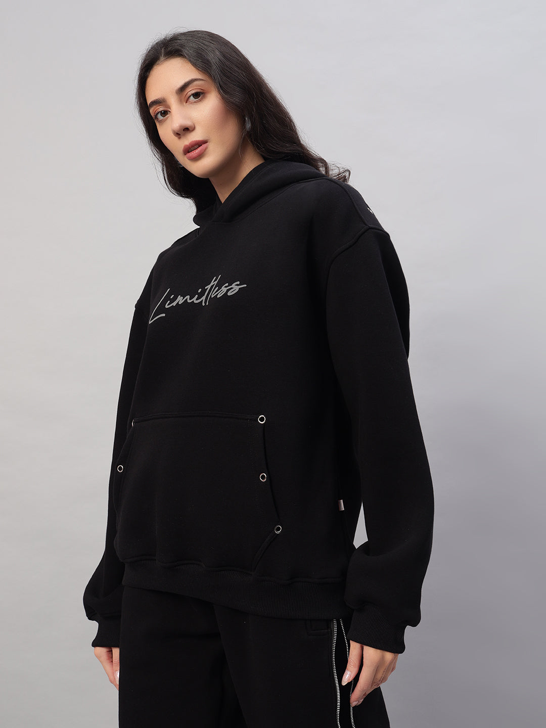 WOMEN'S LIMITLESS FEECE REFLECTOR HOODIE (BLACK)