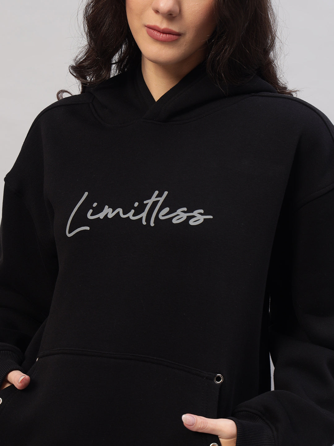 WOMEN'S LIMITLESS FEECE REFLECTOR HOODIE (BLACK)