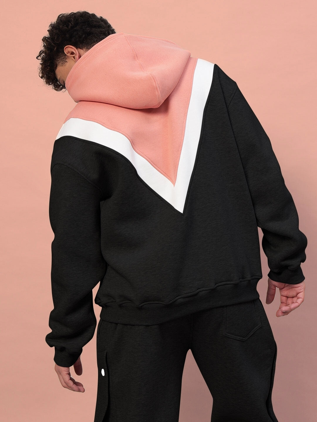 Polar Colorblock Hoodie (Black-Peach)