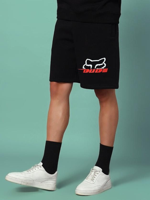 Racing Fox Fleece Shorts (Black)