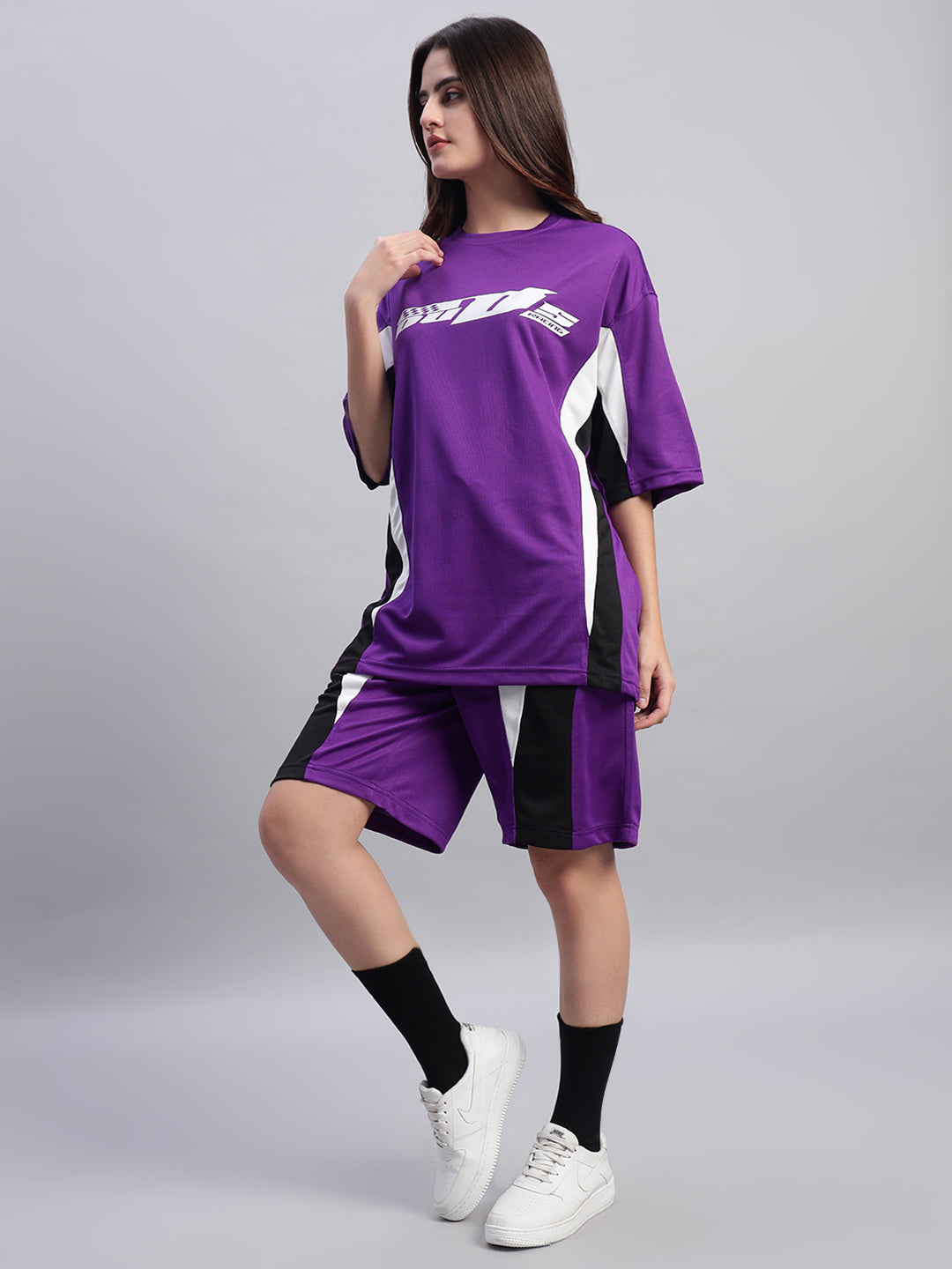 Women's Fifa Colorblock  Co-Ord Set (Purple)